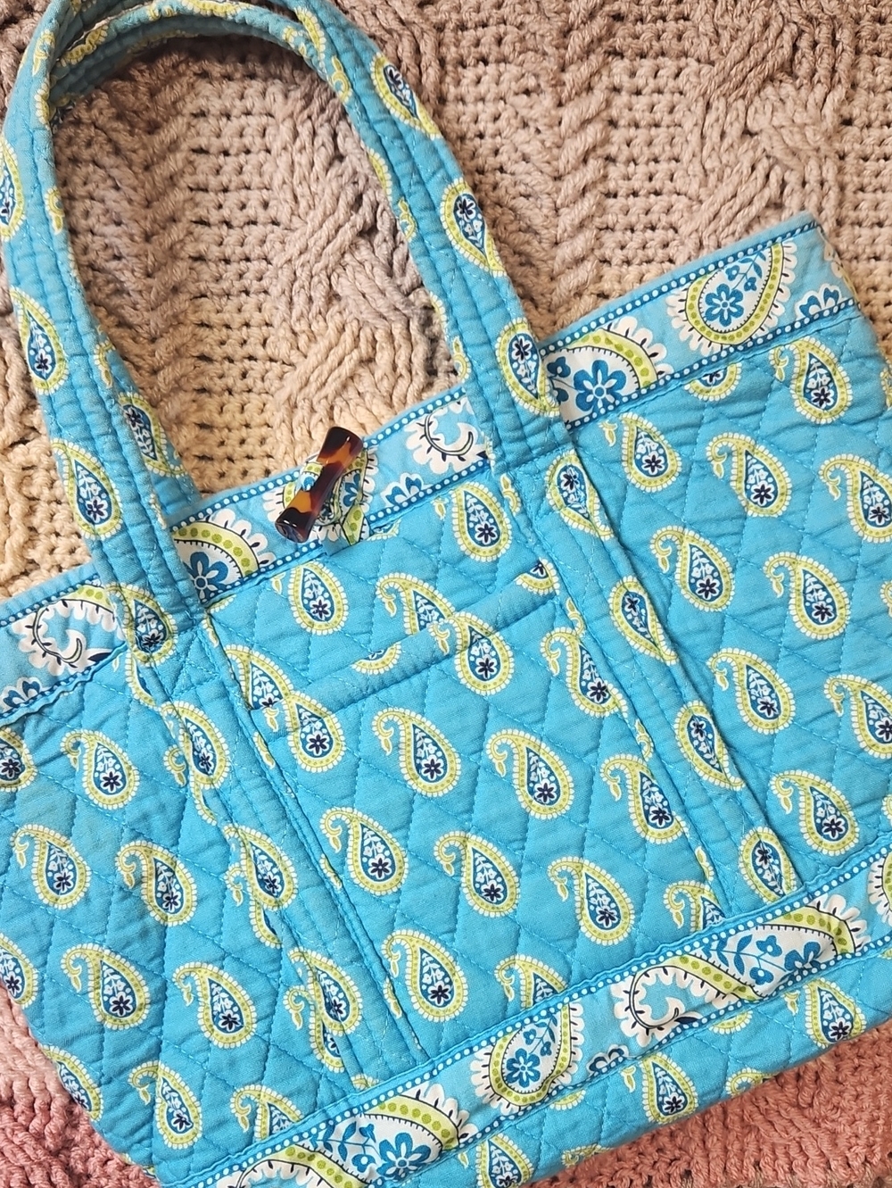 Vintage Vera Bradley Bermuda Blue Toggle Tote
